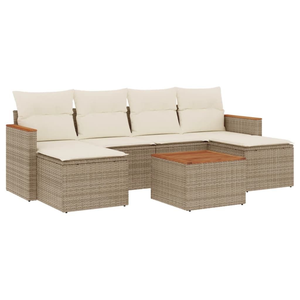 "WINTER SALE" 7-tlg. Garten-Lounge-Set - elegantes Design - Sitzgruppe/Gartengarnitur - mit Kissen Beige Poly Rattan - Terassenmöbel NeuMöbel527027