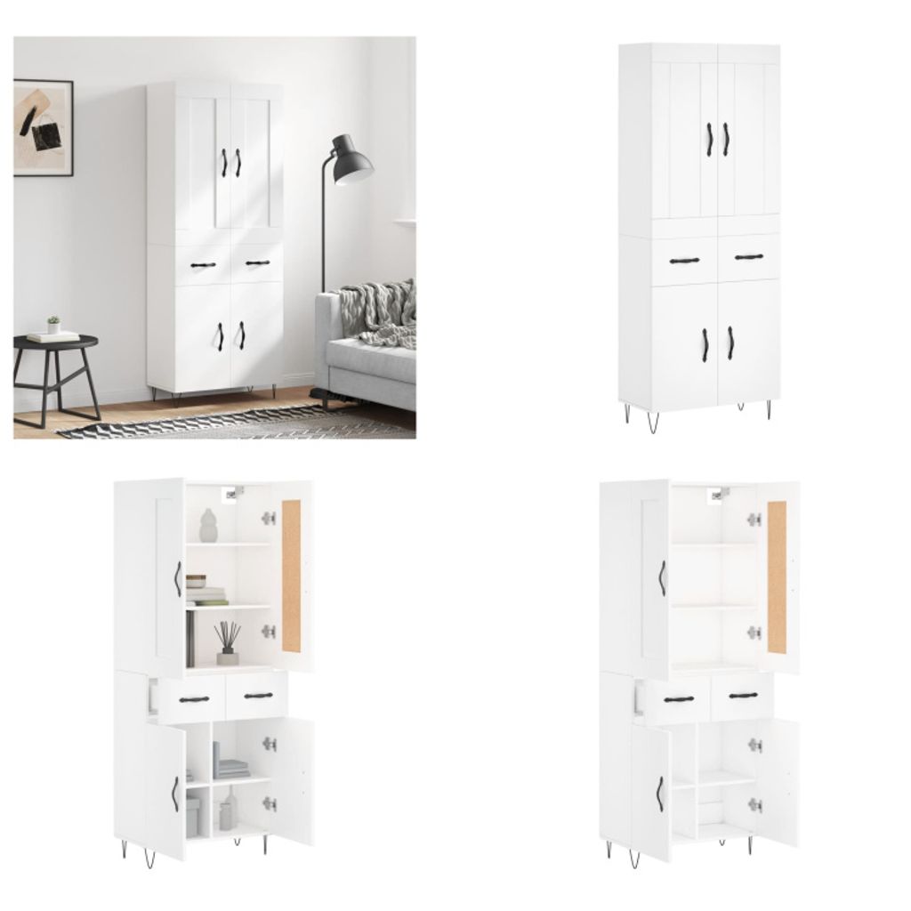 vidaXL Highboard Weiß 69,5x34x180 cm Holzwerkstoff - Highboard - Highboards - Sideboard - Schrank