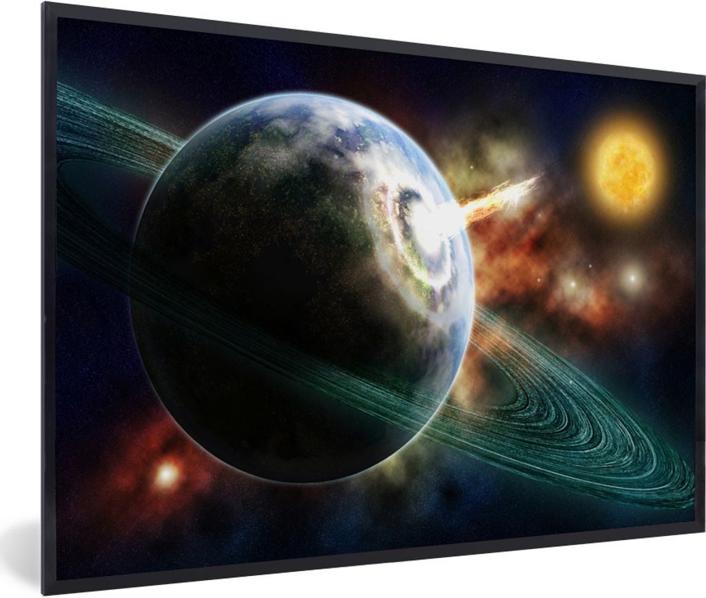 MuchoWow Gerahmtes Poster Meteoriteneinschläge 60x40 cm - Poster mit Schwarzem Bilderrahmen Wandposter Rahmen Foto Bilder - Printing - Wanddeko ...