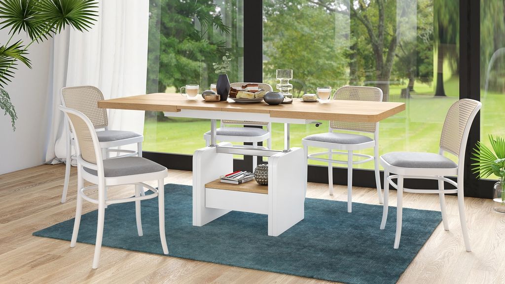 Design Couchtisch Lexus höhenverstellbar ausziehbar Esstisch Schublade