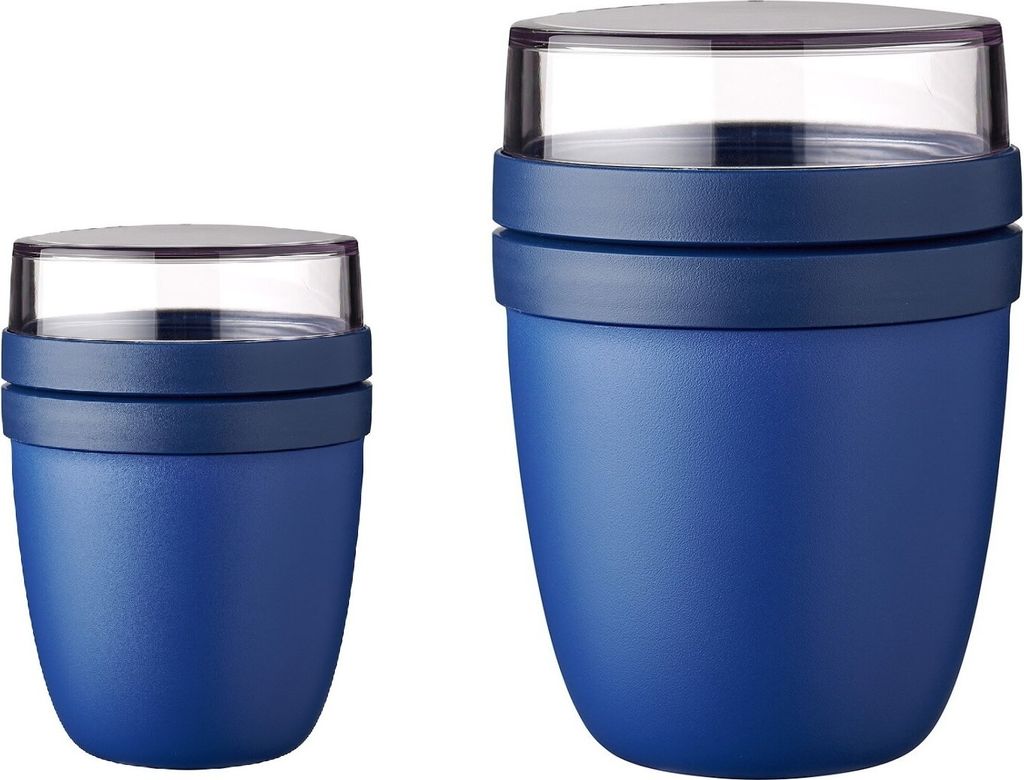 Mepal | Lunchpot Ellipse Duo | praktischer Müslibecher & Joghurtbecher | für Tiefkühler, Mikrowelle & Spülmaschine | 300 & 500 ml | Vivid Blue