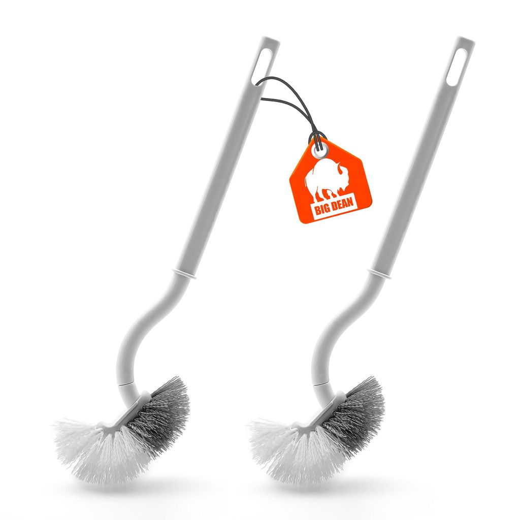 Two toilet brushes with a tag attached to one of them.