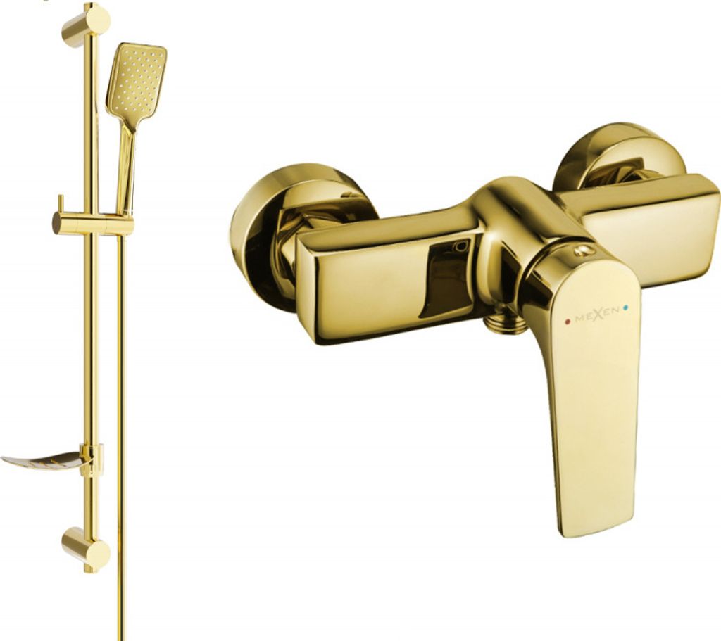Mexen Lynx DF62 Mischbatterie für Dusche mit Brausegarnitur, Gold - 74594DF62-50