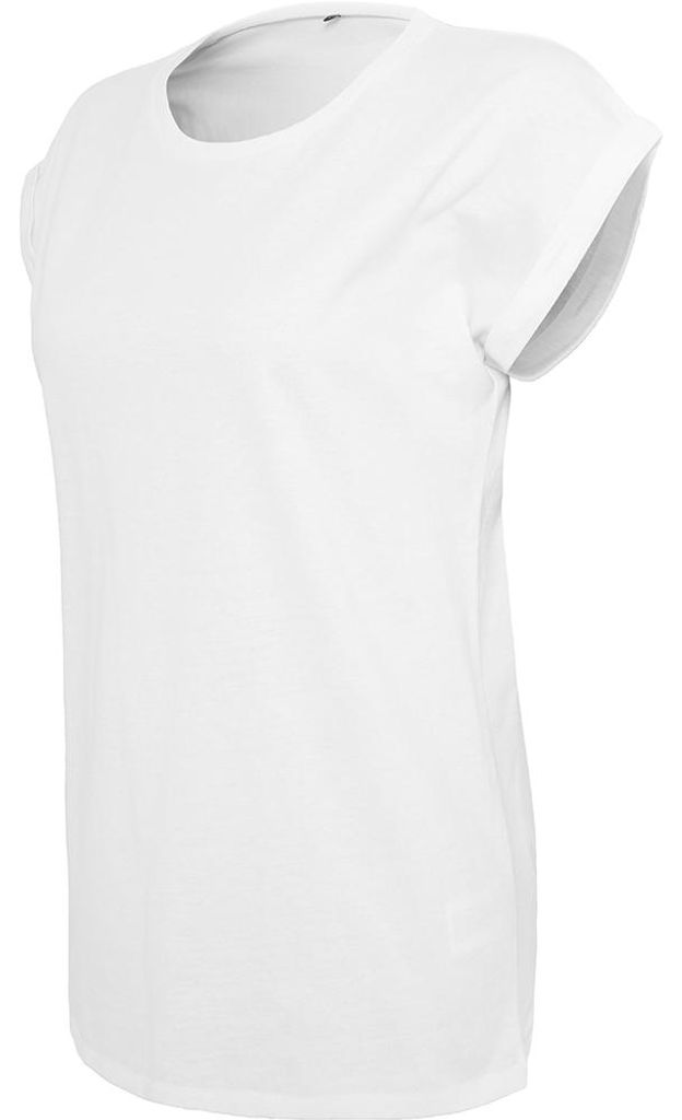 Build Your Brand Dame verlängerte Schulter T-Shirt RW5675 (M) (Weiß)