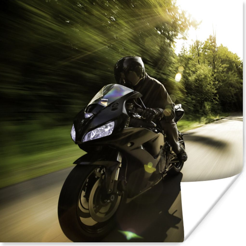 MuchoWow Poster Sportliches Motorrad im Sonnenschein 50x50 cm - Wohnzimmerdekoration