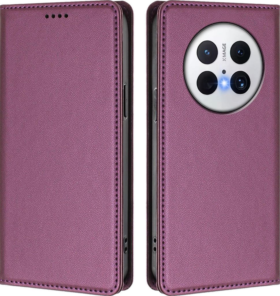 Handyhülle für Huawei Mate 70, Kunstleder Klapphülle Stoßfeste Magnetische Hülle mit Ständer Lila