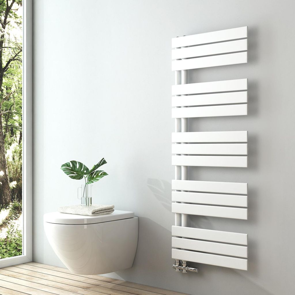 S'AFIELINA 1320x500mm Design Badheizkörper Handtuchheizkörper Flach Paneel Seitenanschlusss Heizkörper für Bad Handtuchtrockner Weiß 661 Watt