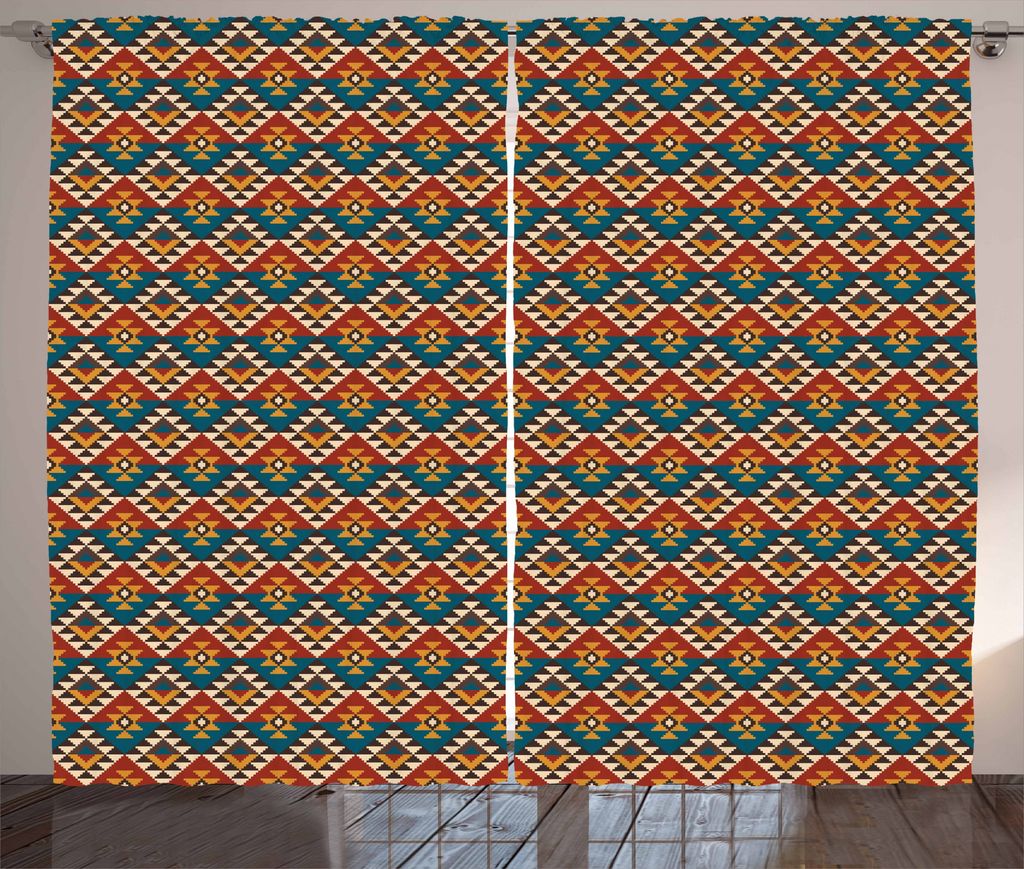ABAKUHAUS aztekisch Rustikaler Gardine, Vintage mexikanischer Entwurf, Schlafzimmer Kräuselband Vorhang mit Schlaufen und Haken, 280 x 175 cm, Meh...