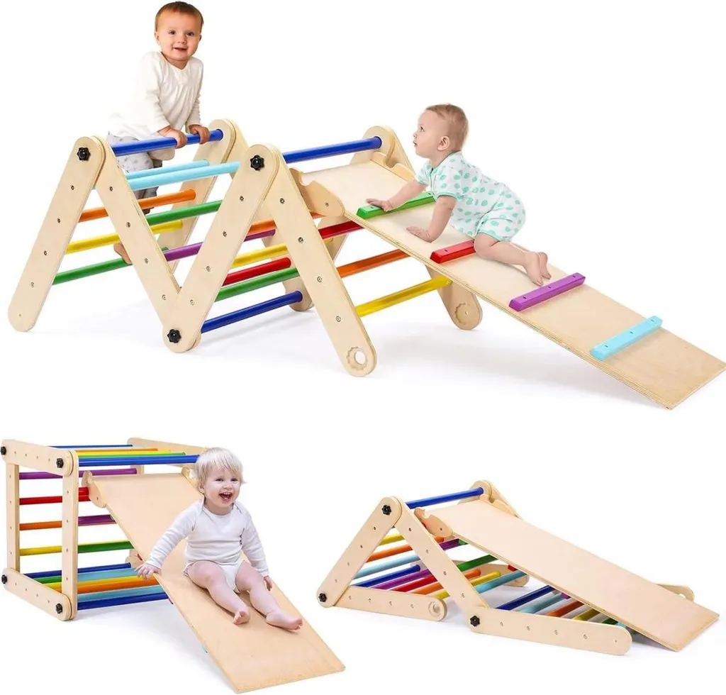Triangle d'Escalade Pliable Klimgym 3 en 1 - Toboggan et Mur de Grimpe