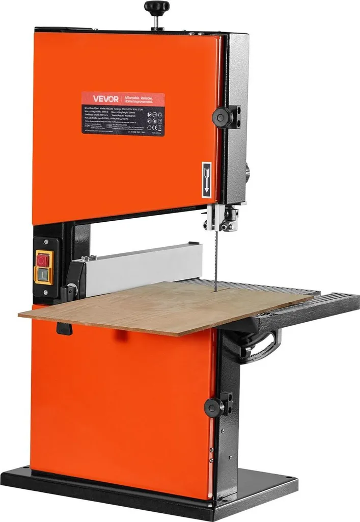 Scie à ruban d'établi 229mm pour bois avec moteur 373W et table inclinable