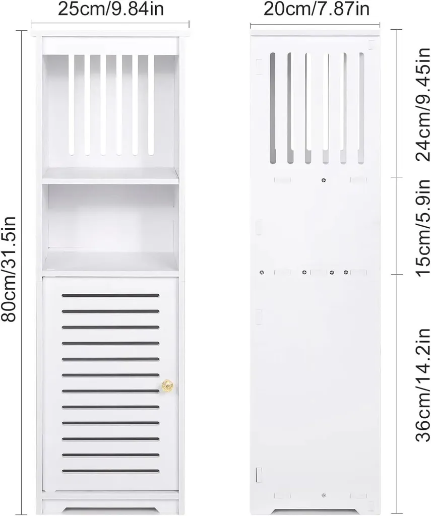 Meuble WC plastique imperméable blanc 80cm de haut avec porte papier - 3