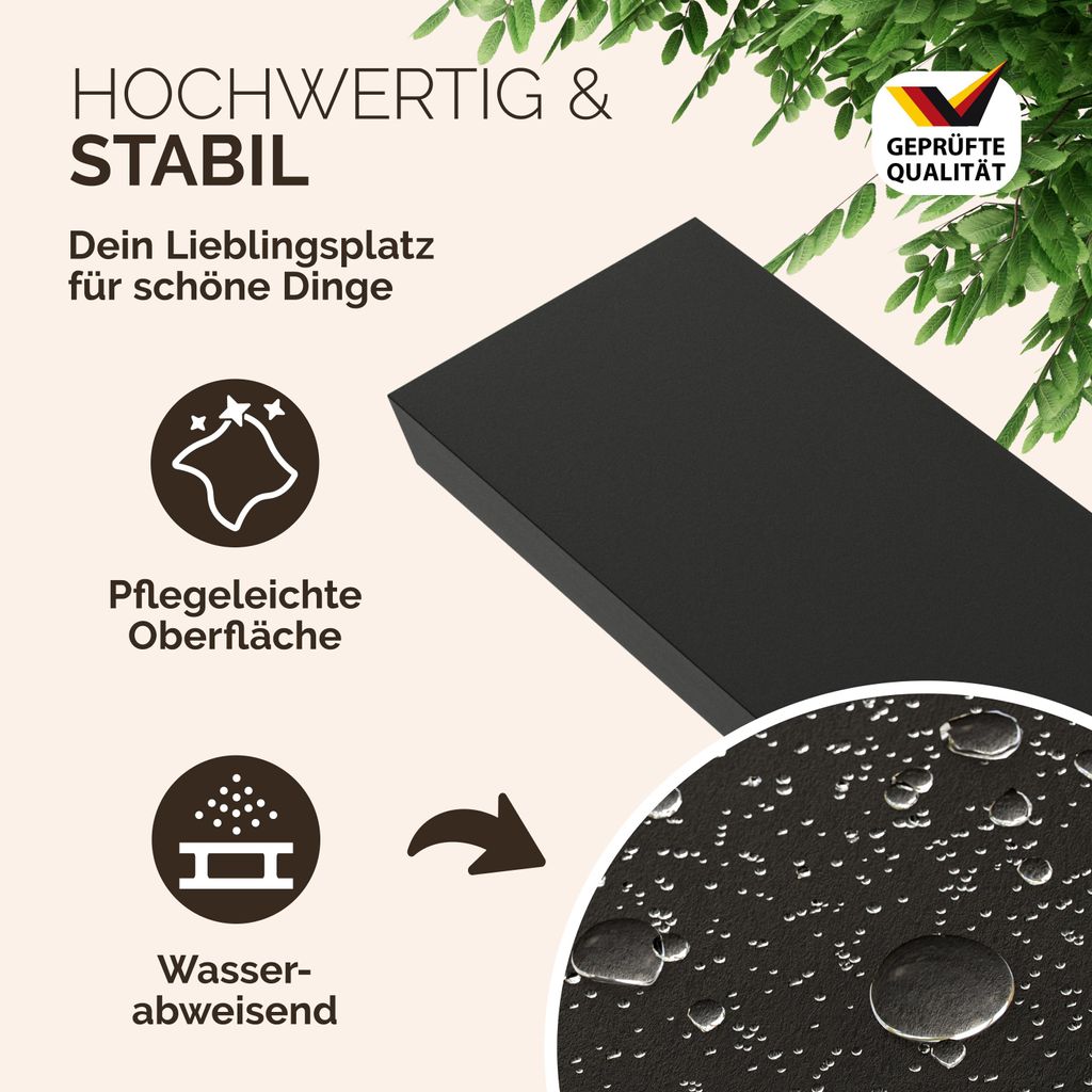CASARIA 2x Étagères Murales Flottantes 70 cm Noir MDF Image du produit 