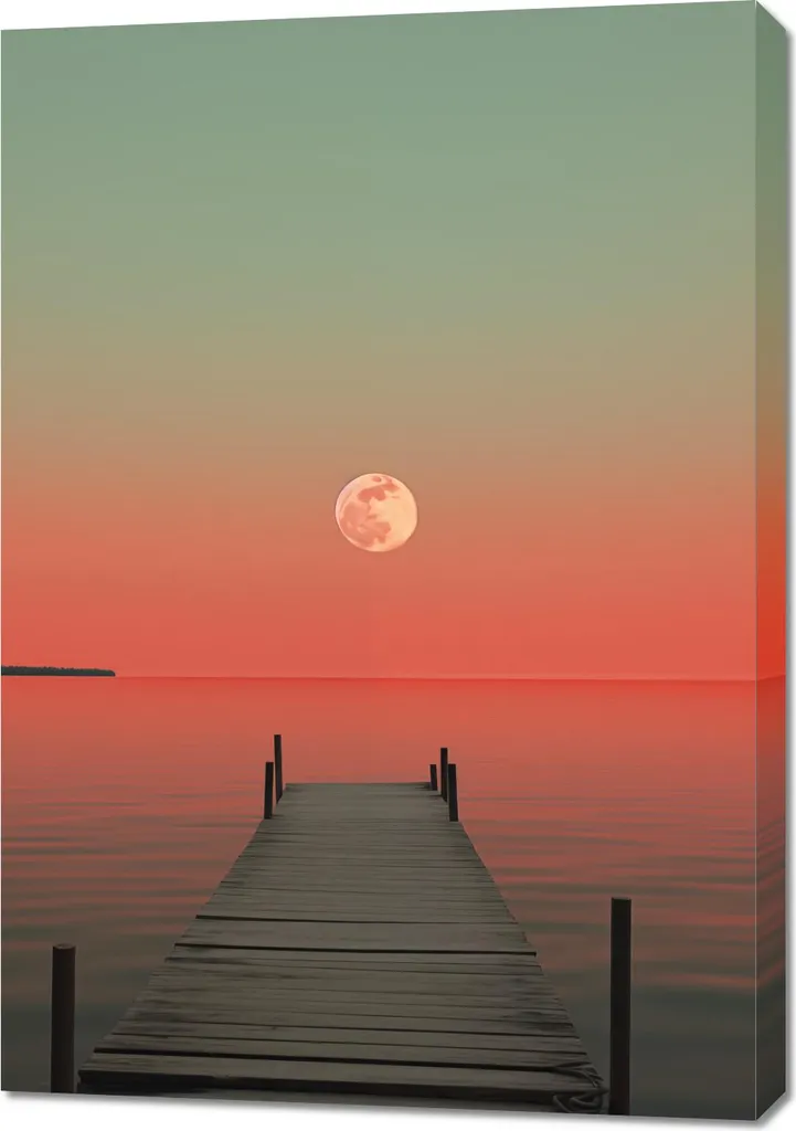 Poster Lune au-dessus de l'eau 70x100 cm : habillez un mur vide