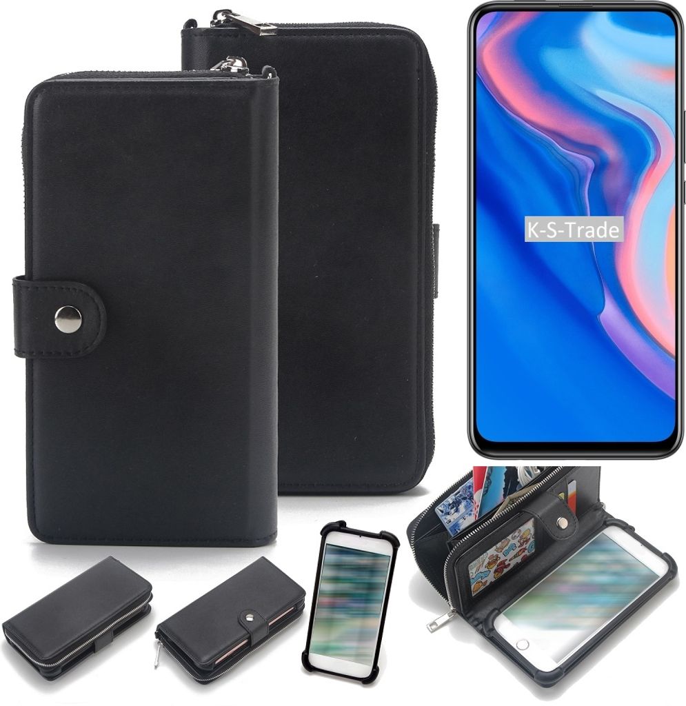 K-S-Trade 2in1 Handyhülle Schutzhülle kompatibel mit Huawei P Smart Z & Portemonnee Cover Handy Hülle Case Etui Geldbörse Wallet Bookstyle Hülle