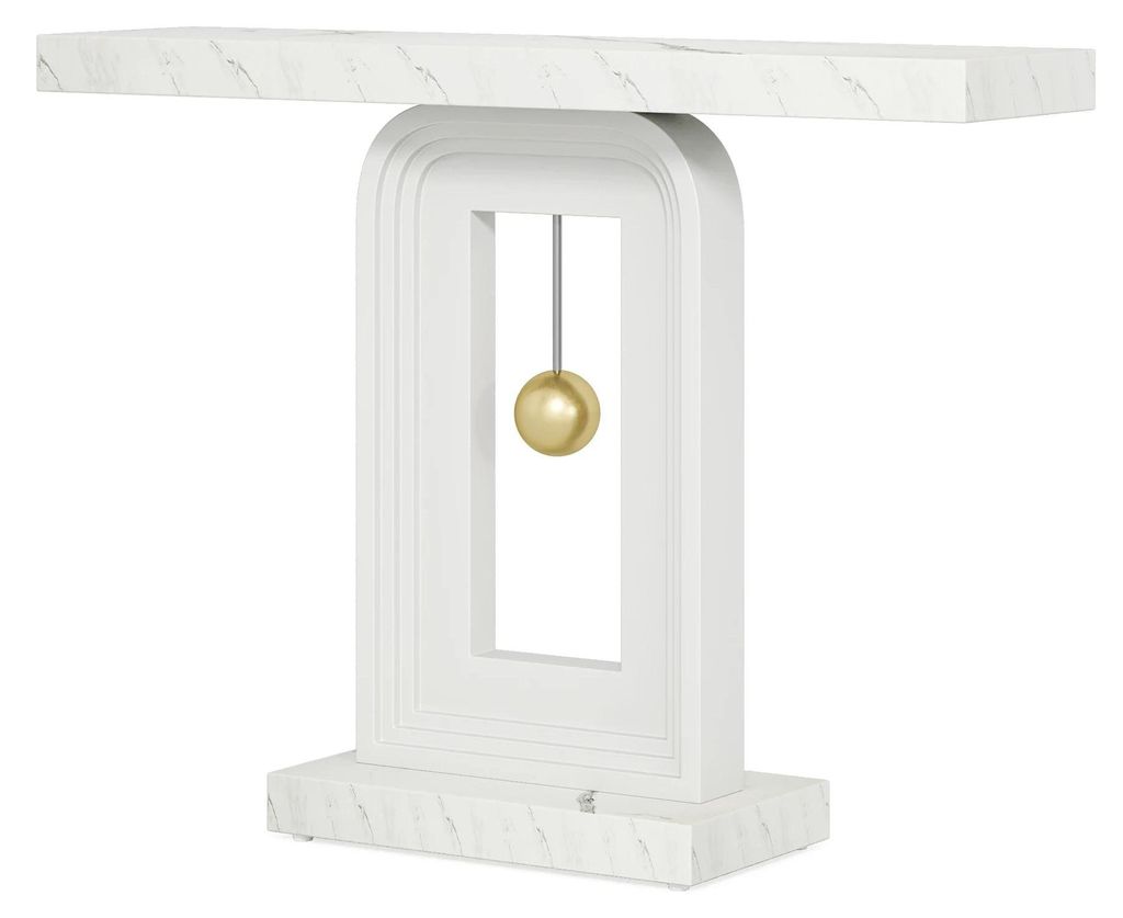 Konsolentisch - Flurtisch/Beistelltisch - Schmal 100 x 30 x 82 cm - Rechteckig - Holz - Pendelförmiges Gestell - Modernes Design - Weiß