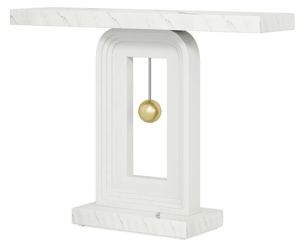 Table d'entrée étroite en bois blanc - Console rectangulaire moderne