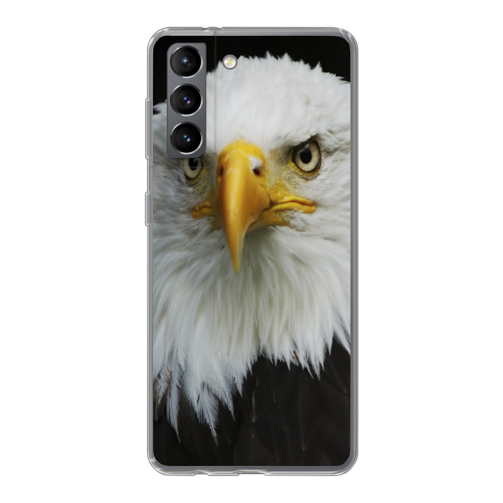 MuchoWow Handyhülle Schutzhülle Hülle für Samsung Galaxy S21 Adler - Schwarz - Weiß Silikon Softcase Handy Hülle - Softcase