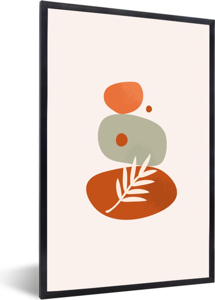 MuchoWow Gerahmtes Poster Steine - Minimalismus - Sommer 40x60 cm - Poster mit Schwarzem Bilderrahmen Wandposter Rahmen Foto Bilder - Papierdruck...