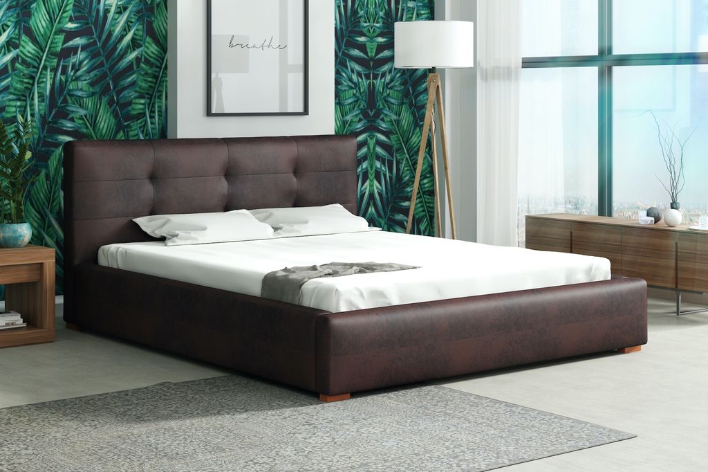 Polsterbett Doppelbett TERAMO (Set 1) Vintage Dunkelbraun 180x200cm