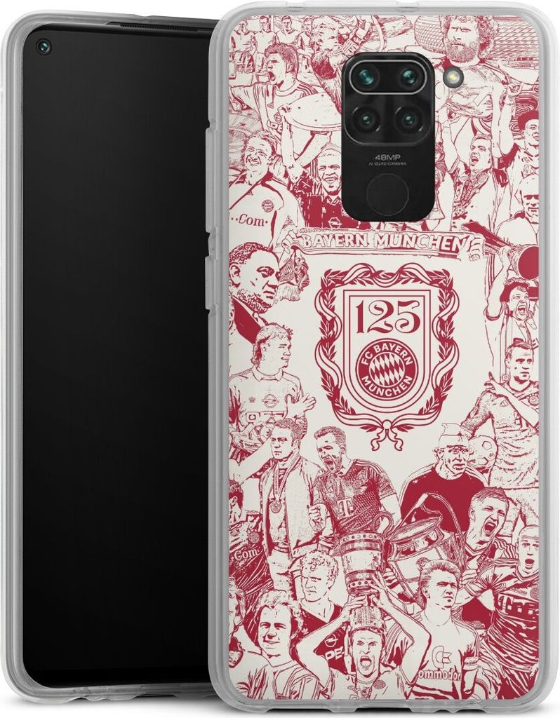 DeinDesign Handyhülle für Xiaomi Redmi Note 9 Silikon Hülle Case Smartphone Schutzhülle FC Bayern München Offizielles Lizenzprodukt FCB 125 Jahre