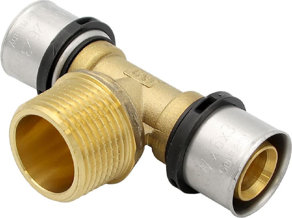 Pressfitting T-Stück 26x3 1 Zoll 26x3 mm AG TH Kontur Verbundrohr