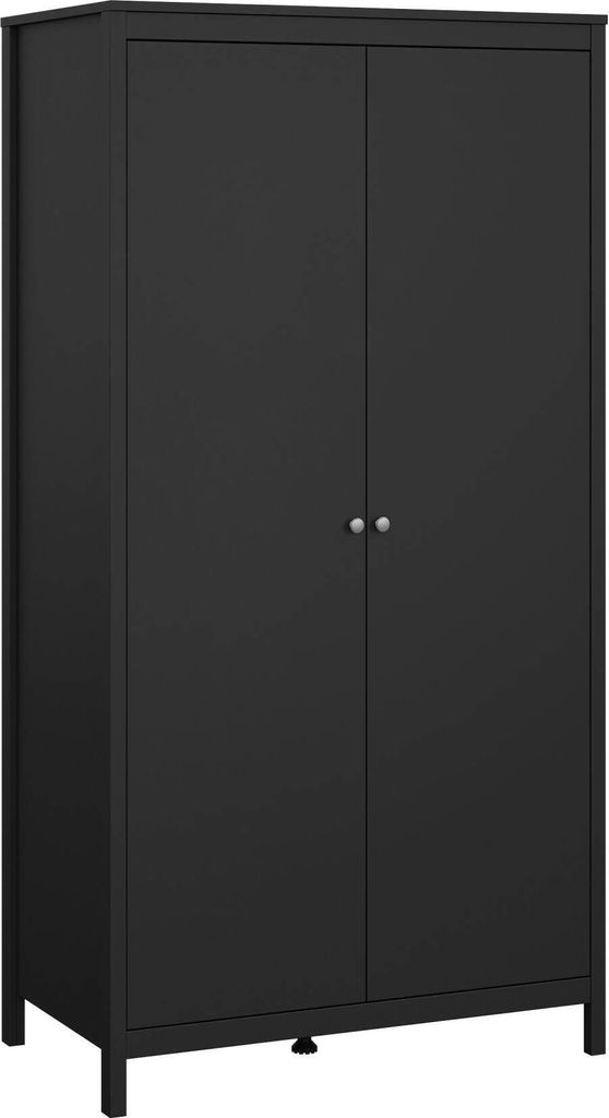 Kleiderschrank 2 Türen Zagabria, Schlafzimmermöbel, Schrank, Garderobe, 102x58 h199 cm, Schwarz
