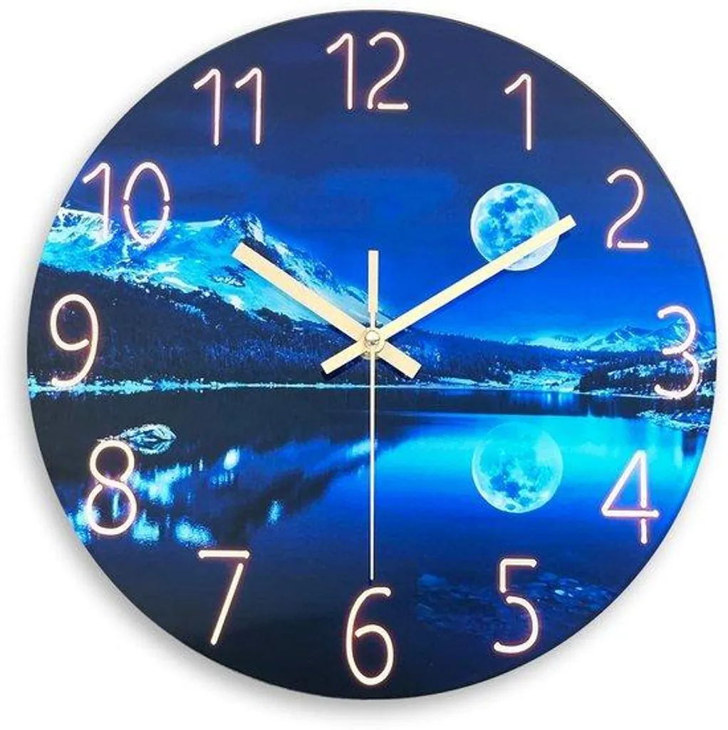 Horloge murale de cuisine ronde en verre bleu pour ambiance zen