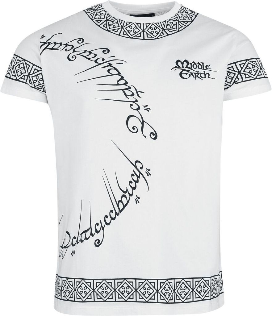 Der Herr der Ringe T-Shirt Herren Middle Earth weiß S