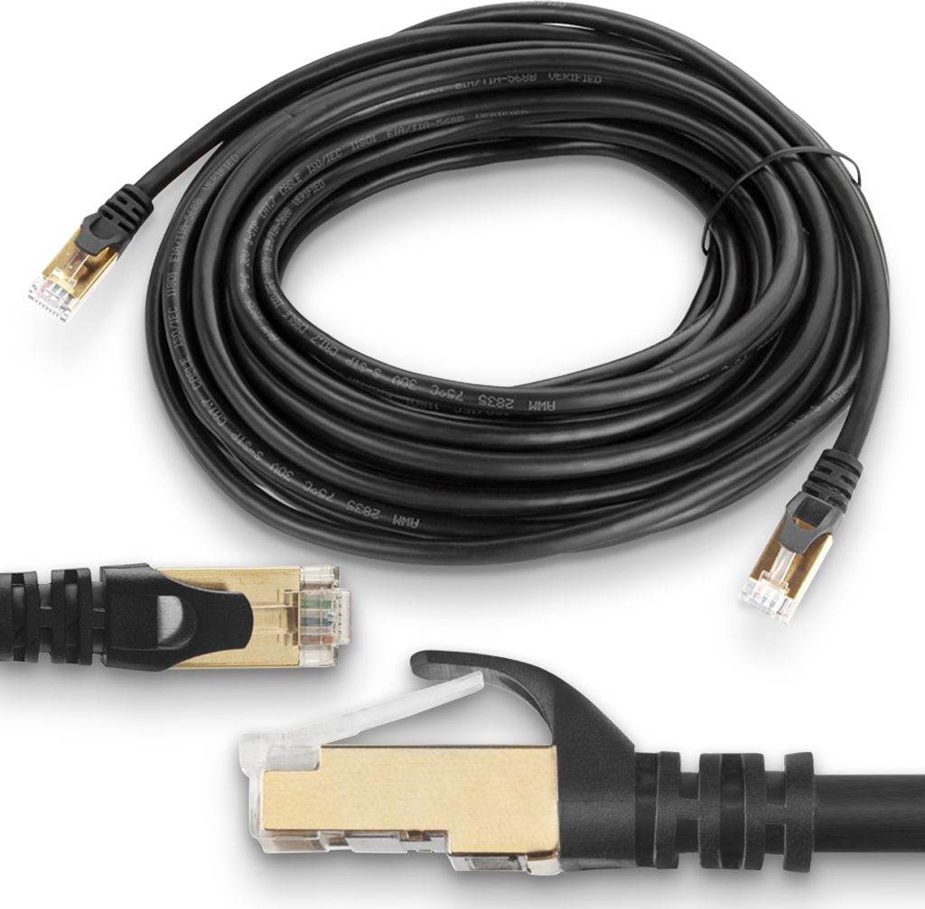 Netzwerkkabel Cat8 Cat8.1 DSL Patchkabel Internet Ethernet LAN Netzwerk KabelFarbe:Schwarz;Länge:7 m
