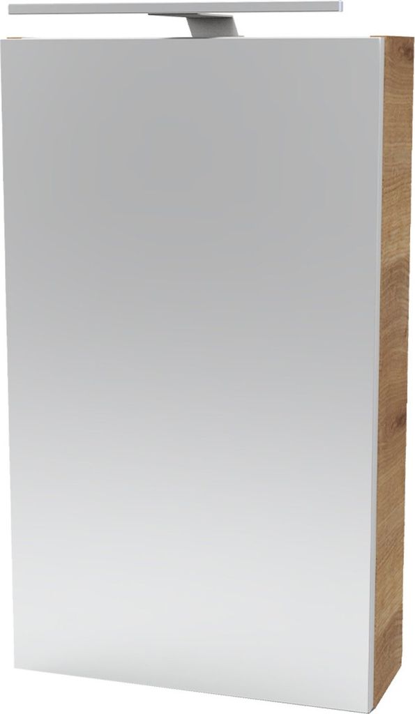 Fackelmann MILANO Spiegelschrank mit LED-Beleuchtung Alibertschrank für Bad und Gäste-WC (40 x 68 x 15,3 cm) SBC Badschrank mit Spiegel in Holz B...