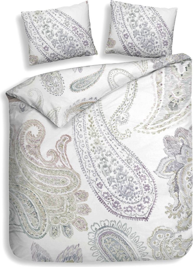 Heckett and Lane Muelle Dbo 240 White Bettwäsche 1 x Bettbezug 240x220 + 2 x Kopfkissenbezug 80x80 White Paisley weiß