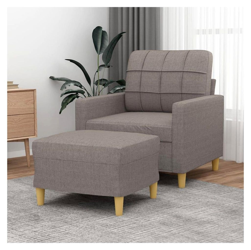 Sessel mit Hocker in Taupe, 60 cm, 19,7 KG