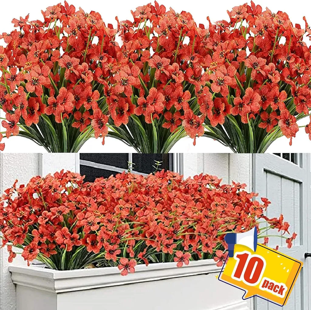 Déco sans Entretien : 10 Bouquets de Fleurs Artificielles en Soie Rouge