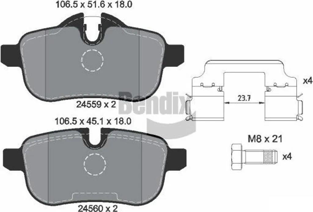 Jeu de Plaquettes de Frein Bendix BPD2171 pour BMW Z4 E89 Roadster
