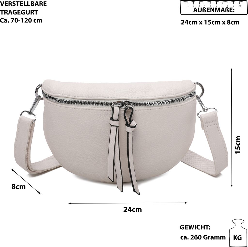 Bauchtasche (GSL-313) Klein Umhängetasche Klein Kunstleder Italy-Design BEIGE