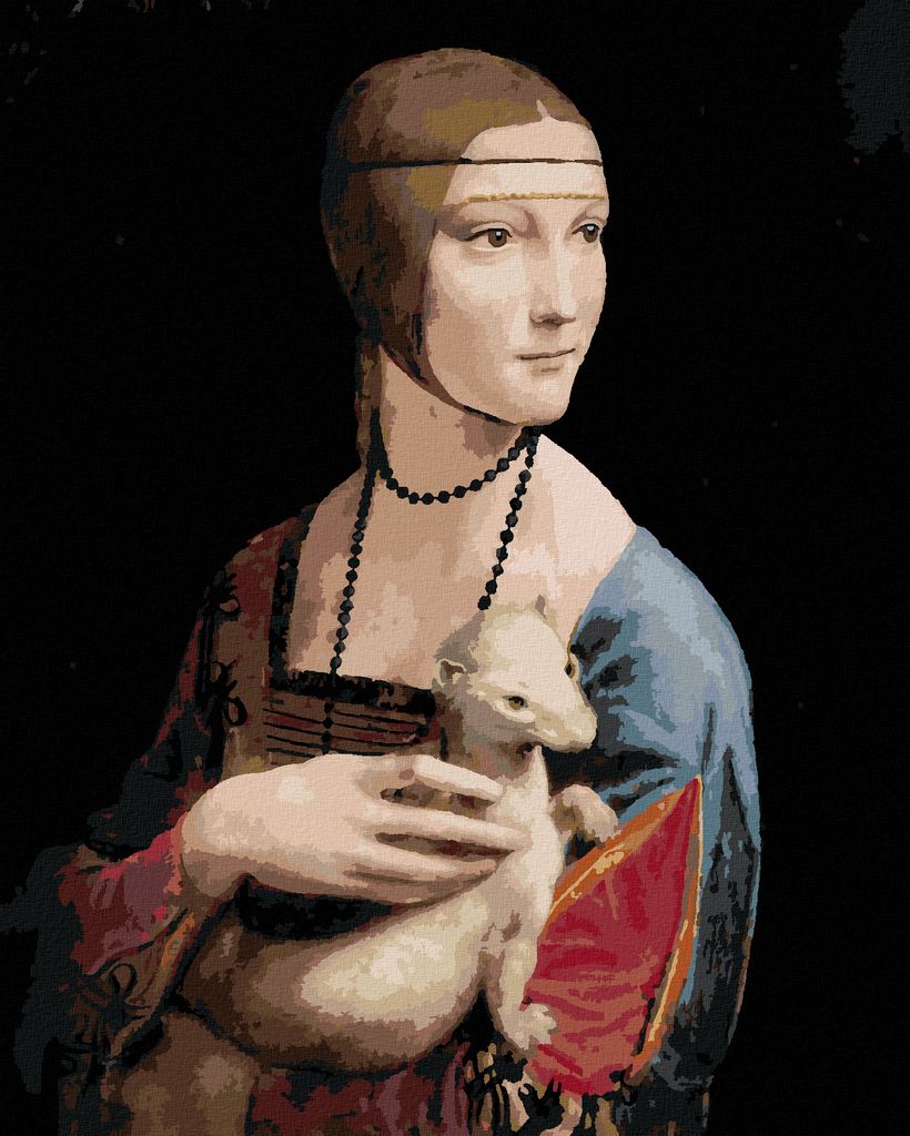 Diamondi - Diamond painting - DAME MIT DEM HERMELIN (LEONARDO DA VINCI), 40X50 cm, mit Keilrahmen (bereits gespannt)