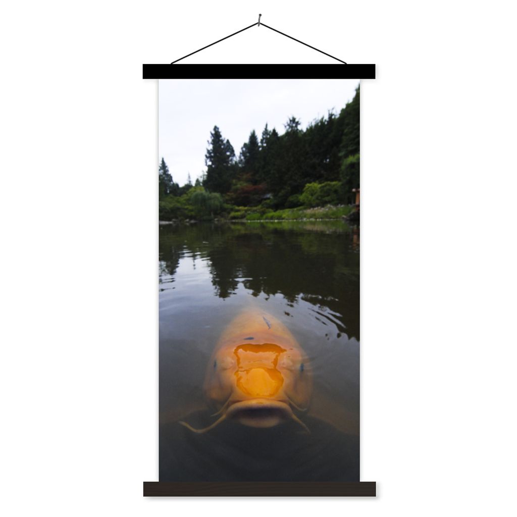 MuchoWow Textilposter Ein riesiger Koi-Karpfen im Wasser 40x80 cm mit schwarzem Rahmen - Wandemalerei