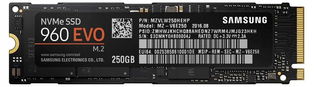 Disque SSD Interne M.2 NVMe Samsung 960 EVO 250Go Haute Performance