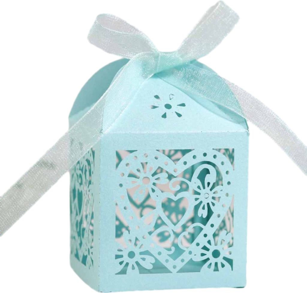 50pcs Liebe Herz Laser Cut Hochzeit Party Favor Boxen, Kleine Süßigkeiten Schokolade Geschenk-Boxen Braut Geburtstag Dusche Bomboniere Mit Bändern