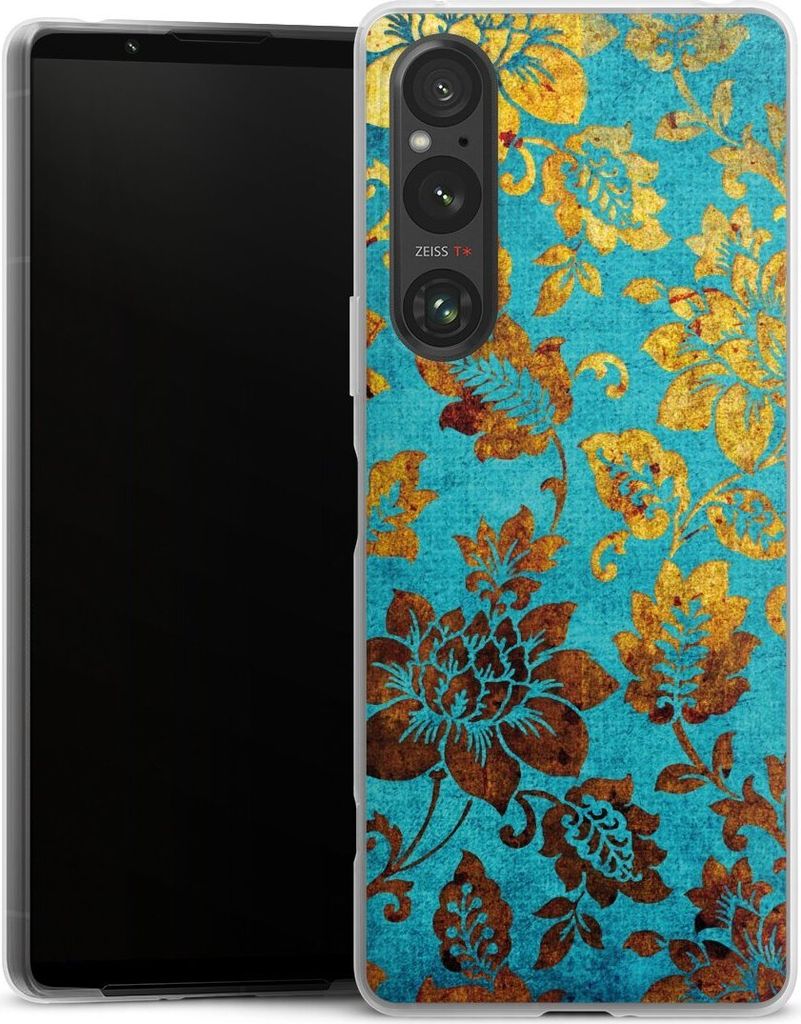 DeinDesign Slim Hülle für Sony Xperia 1 V Silikon Case Ultra Dünn Handyhülle Blumen Ornamente Vintage