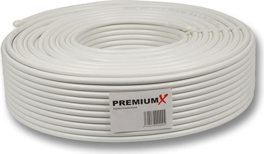 PremiumX 50m Koaxial Kabel 130 dB 5-Fach geschirmt reines Kupfer SAT Antennenkabel 130dB 50 Meter