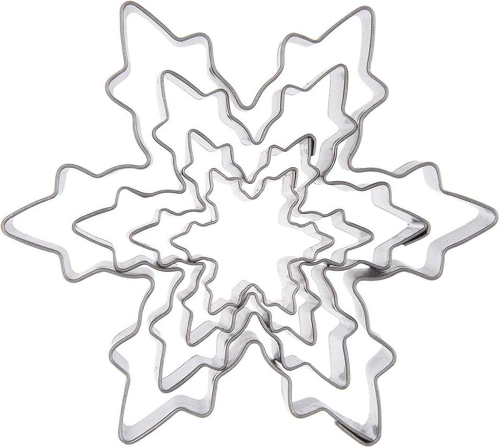 Schneeflocken-Ausstechformen-Set, Edelstahl, 4 Größen