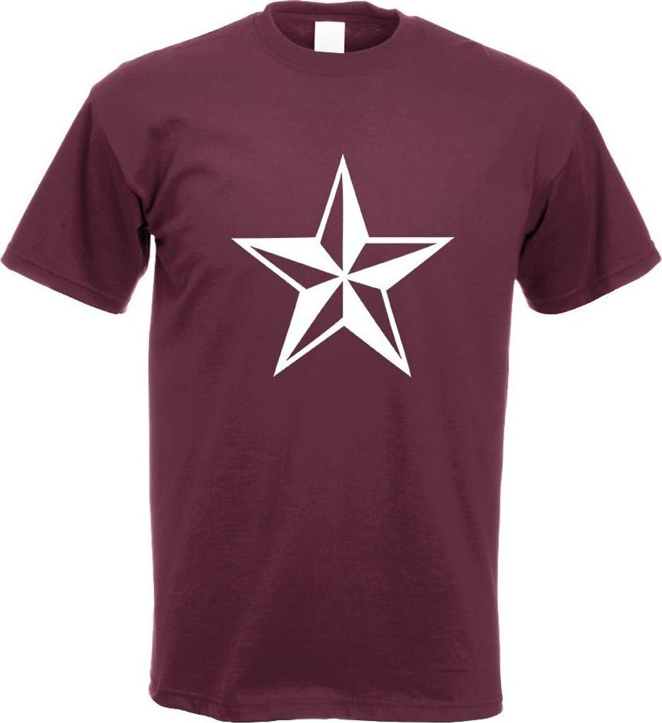 Kiwistar - T-Shirt - Burgund - Nautischer Stern Motiv Bedruckt Funshirt Design Print - mit Motiv Bedruckt - Funshirt Design - Sport - Freizeit - He...