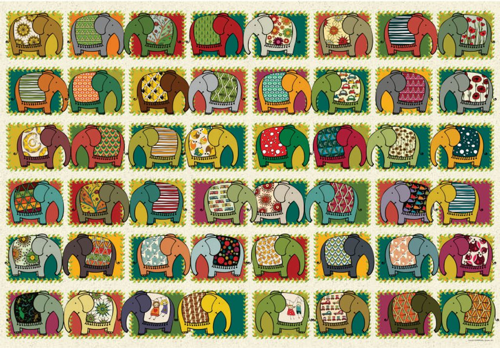 D-Toys Puzzle Pattern Elephants 1000 Teile Kunst Puzzlespiel