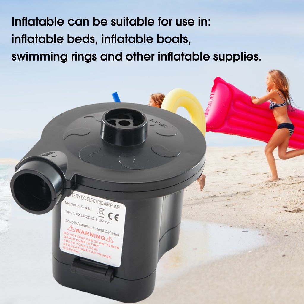 1 Set 4D Batterieluftpumpe mit 3 Düsen tragbare Luftmatratze Luftbett Schwimmringpool Schwimmer Schlauchboote Elektrorinflator Pumpe Außenversorgung