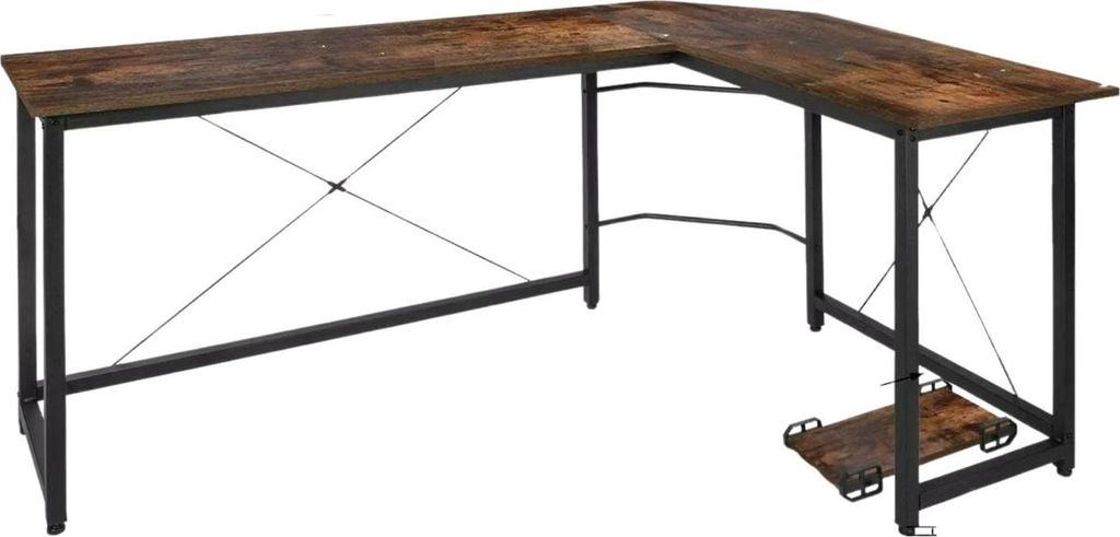 L-förmiger Eckschreibtisch – Für Home-Office, Gaming & Büro – Große PC- & Laptop-Arbeitsstation – 167x120x74,5cm – Retro