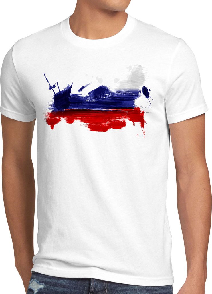 BaumwolleCloud Flagge Russland Herren T-Shirt Fußball Sport Russia WM EM Fahne
