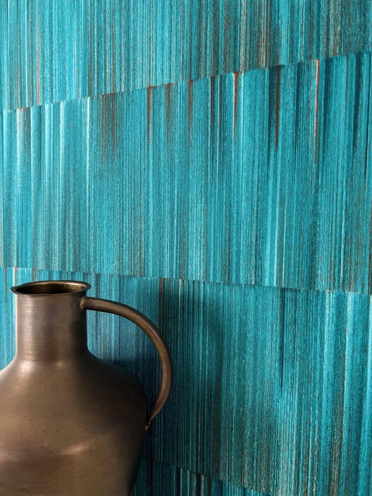 NEWROOM Tapete Blau Vliestapete Muster - Mustertapete Modern Petrol Braun Linien Verlauf Retro Geometrisch Streifen