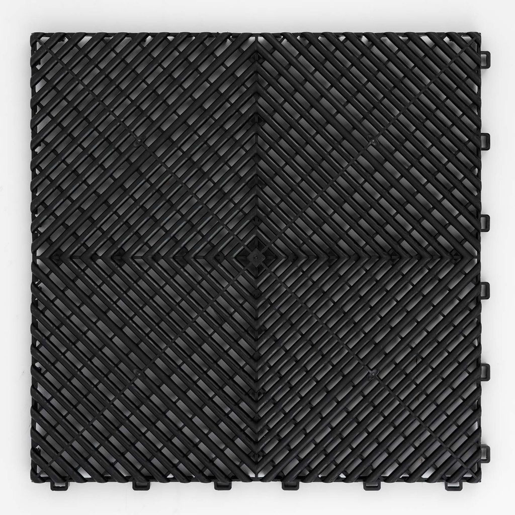 Kunststoff Fliesen für Garage Werkstatt und Balkon Garagenboden Klickfliesen schwarz in 40 x 40 cm