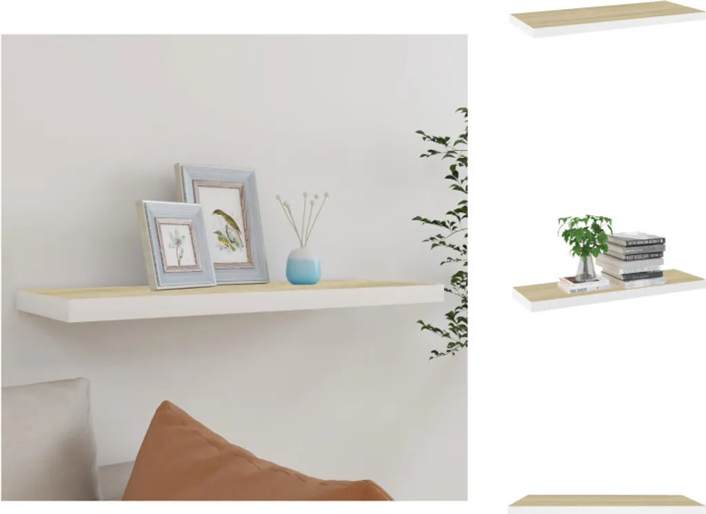 vidaXL Scaffale galleggiante effetto rovere e bianco 80x23,5x3,8 cm MDF - Mensole a muro